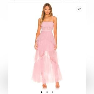 BCBGMAXAZRIA Corset Tulle Gown in Pink Tint